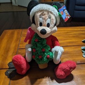 Minnie Mouse Disney Christmas Animated Plush With Tags. Works